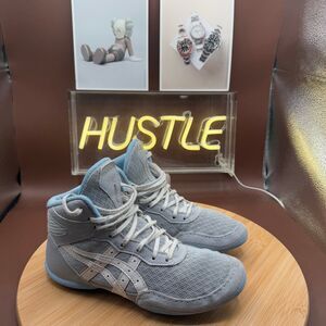 Asics Matflex 7 (PS) Sz 3 Gray Blue Wrestling/Boxing Shoes